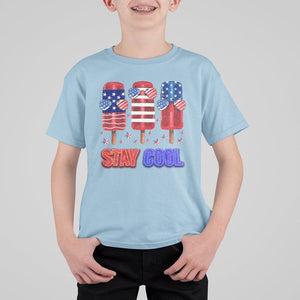 4th Of July T Shirt For Kid Stay Cool USA Flag Patriotic Ice Cream TS09 Light Blue Print Your Wear