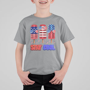 4th Of July T Shirt For Kid Stay Cool USA Flag Patriotic Ice Cream TS09 Sport Gray Print Your Wear