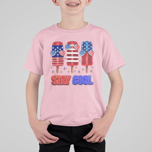 4th Of July T Shirt For Kid Stay Cool USA Flag Patriotic Ice Cream TS09 Light Pink Print Your Wear