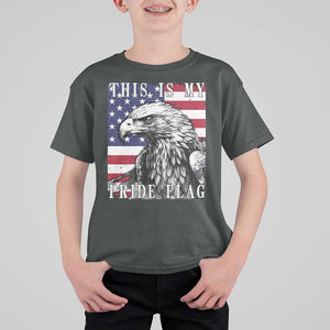 4th Of July T Shirt For Kid This Is My Pride Flag White Bald Eagle USA American Flag TS11 Dark Heather Print Your Wear