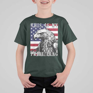 4th Of July T Shirt For Kid This Is My Pride Flag White Bald Eagle USA American Flag TS11 Dark Forest Green Print Your Wear