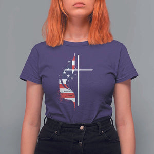 4th Of July T Shirt For Women Christian Faith USA Flag Cross TS11 Purple Print Your Wear