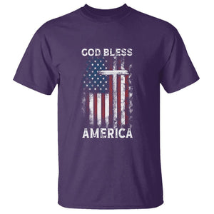 4th Of July T Shirt God Bless America Flag Christian TS09 Purple Print Your Wear