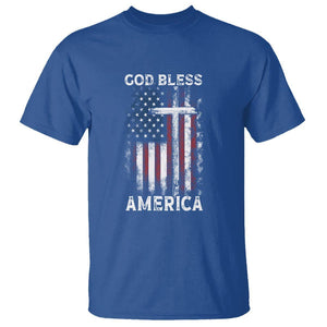 4th Of July T Shirt God Bless America Flag Christian TS09 Royal Blue Print Your Wear