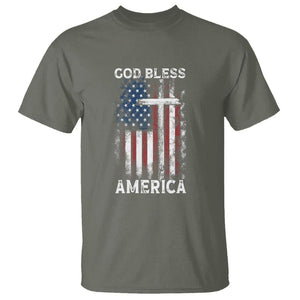 4th Of July T Shirt God Bless America Flag Christian TS09 Military Green Print Your Wear