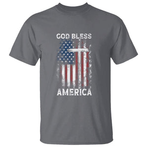 4th Of July T Shirt God Bless America Flag Christian TS09 Charcoal Print Your Wear