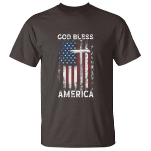 4th Of July T Shirt God Bless America Flag Christian TS09 Dark Chocolate Print Your Wear