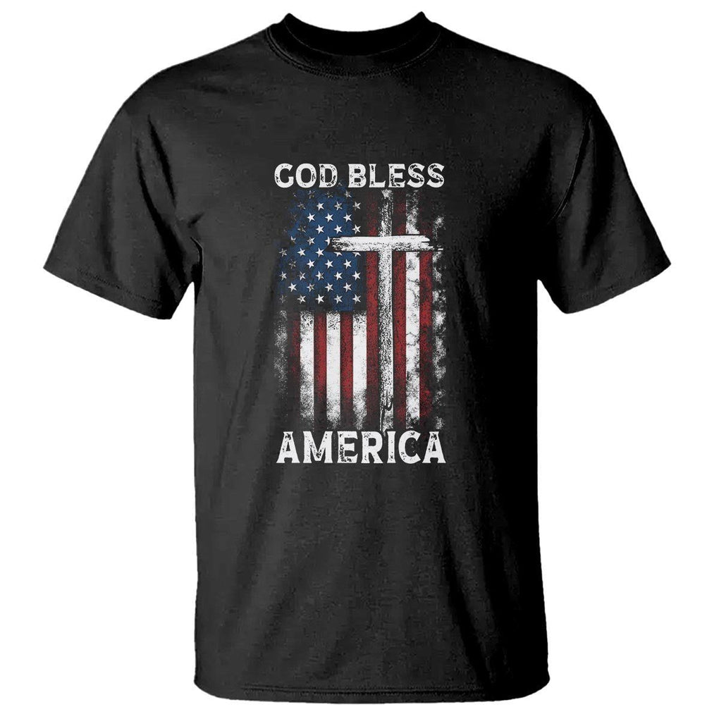 4th Of July T Shirt God Bless America Flag Christian TS09 Black Print Your Wear