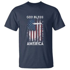 4th Of July T Shirt God Bless America Flag Christian TS09 Navy Print Your Wear