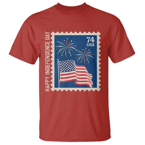 4th Of July T Shirt Happy Independence Day Stamp USA Flag TS11 Red Print Your Wear