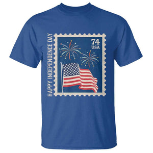 4th Of July T Shirt Happy Independence Day Stamp USA Flag TS11 Royal Blue Print Your Wear