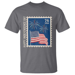 4th Of July T Shirt Happy Independence Day Stamp USA Flag TS11 Charcoal Print Your Wear