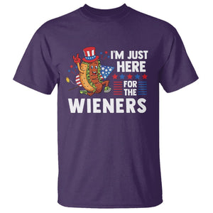 4th Of July T Shirt I'm Just Here For The Wieners Patriotic Hot Dog TS09 Purple Print Your Wear