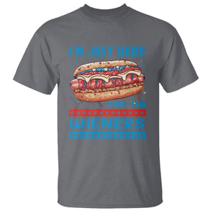 4th Of July T Shirt I'm Just Here For The Wieners Patriotic Hot Dog TS09 Charcoal Print Your Wear