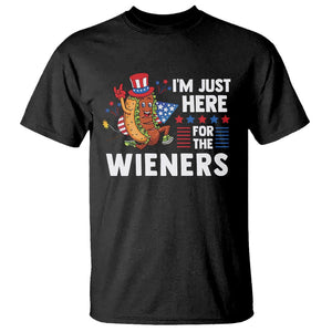 4th Of July T Shirt I'm Just Here For The Wieners Patriotic Hot Dog TS09 Black Print Your Wear