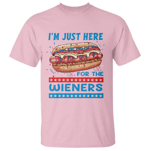 4th Of July T Shirt I'm Just Here For The Wieners Patriotic Hot Dog TS09 Light Pink Print Your Wear