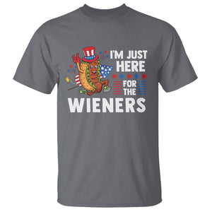 4th Of July T Shirt I'm Just Here For The Wieners Patriotic Hot Dog TS09 Charcoal Print Your Wear