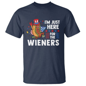 4th Of July T Shirt I'm Just Here For The Wieners Patriotic Hot Dog TS09 Navy Print Your Wear