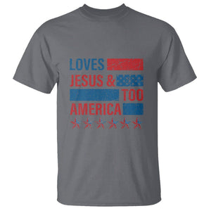 4th Of July T Shirt Loves Jesus and America Too TS09 Charcoal Print Your Wear