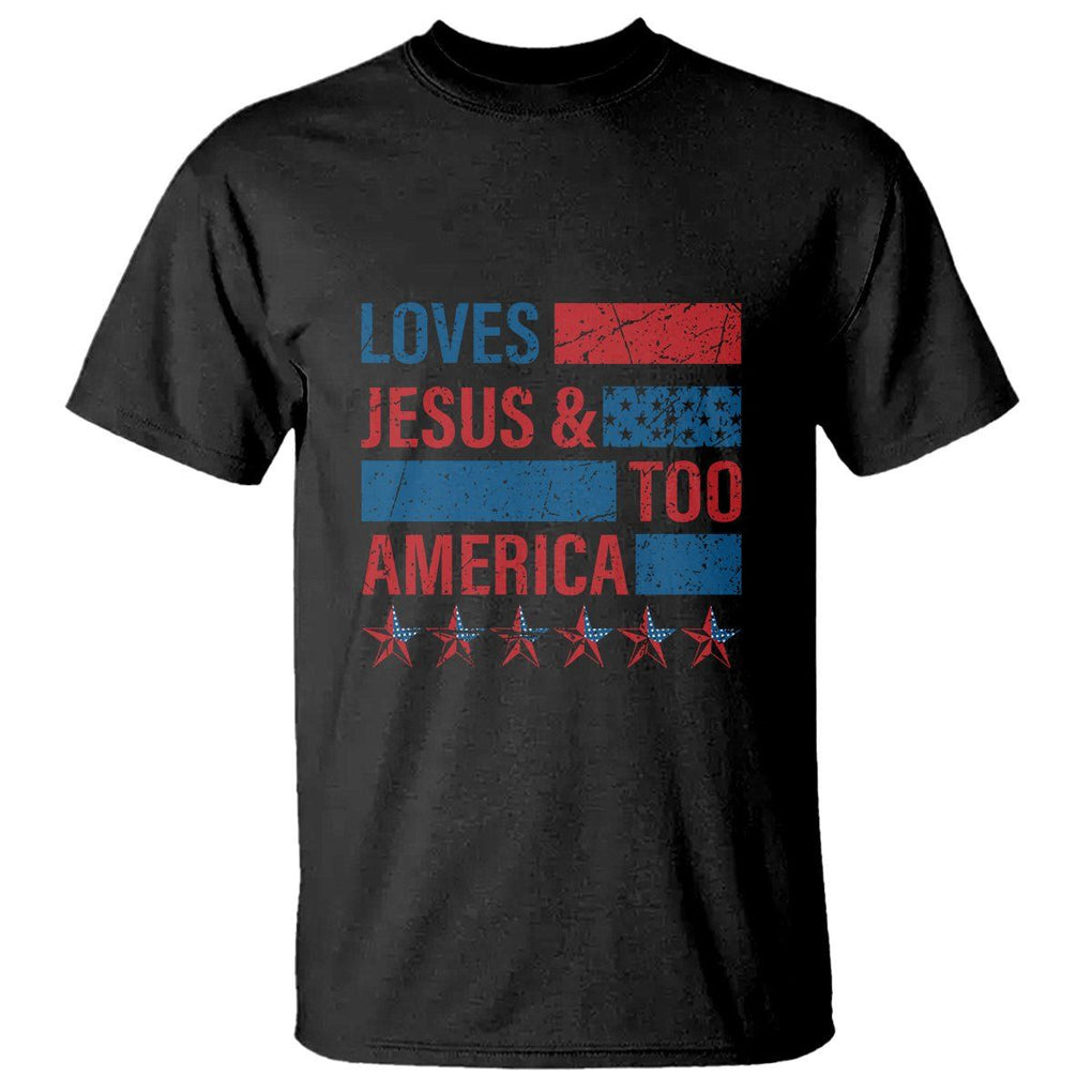 4th Of July T Shirt Loves Jesus and America Too TS09 Black Print Your Wear