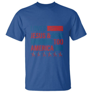 4th Of July T Shirt Loves Jesus and America Too TS09 Royal Blue Print Your Wear