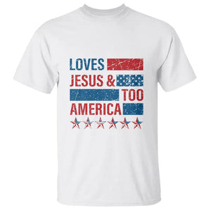 4th Of July T Shirt Loves Jesus and America Too TS09 White Print Your Wear