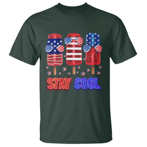 4th Of July T Shirt Stay Cool USA Flag Patriotic Ice Cream TS09 Dark Forest Green Print Your Wear