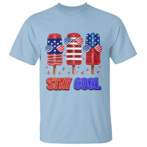 4th Of July T Shirt Stay Cool USA Flag Patriotic Ice Cream TS09 Light Blue Print Your Wear