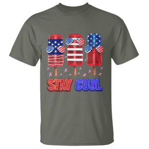 4th Of July T Shirt Stay Cool USA Flag Patriotic Ice Cream TS09 Military Green Print Your Wear