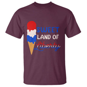 4th of July T Shirt Sweet Land of Liberty American Patriotic TS02 Maroon Print Your Wear