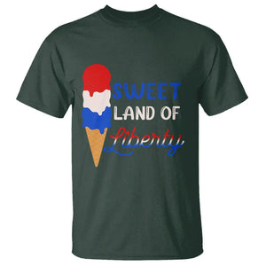 4th of July T Shirt Sweet Land of Liberty American Patriotic TS02 Dark Forest Green Print Your Wear