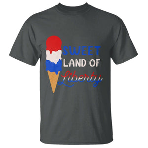 4th of July T Shirt Sweet Land of Liberty American Patriotic TS02 Dark Heather Print Your Wear