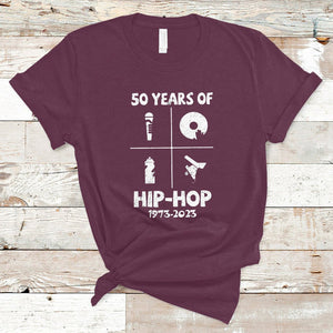 50 Years Old 50th Anniversary Of Hip Hop Elements of Hip-Hop T Shirt TS02 Maroon Printyourwear