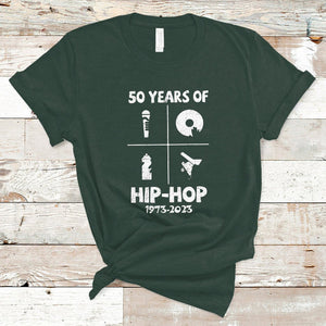 50 Years Old 50th Anniversary Of Hip Hop Elements of Hip-Hop T Shirt TS02 Dark Forest Green Printyourwear