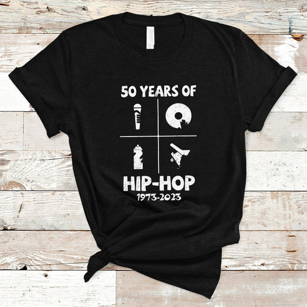 50 Years Old 50th Anniversary Of Hip Hop Elements of Hip-Hop T Shirt TS02 Black Printyourwear