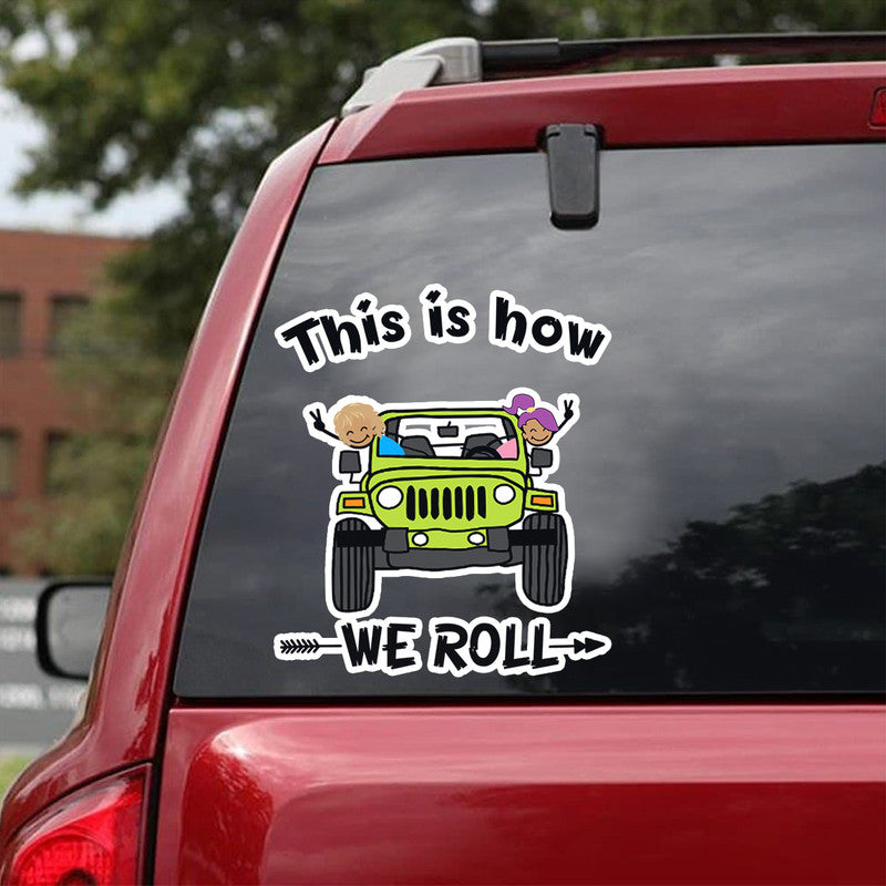 Personalized JP Decal Couple Gift This Is How We Roll White CTM package 13x13cm Custom - Printyourwear