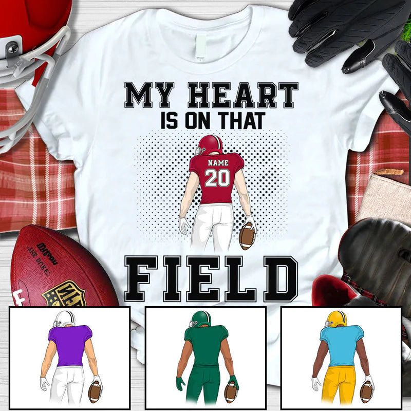 Personalized Rugby Football My Heart Is On That Field T Shirt CTM Youth Custom - Printyourwear