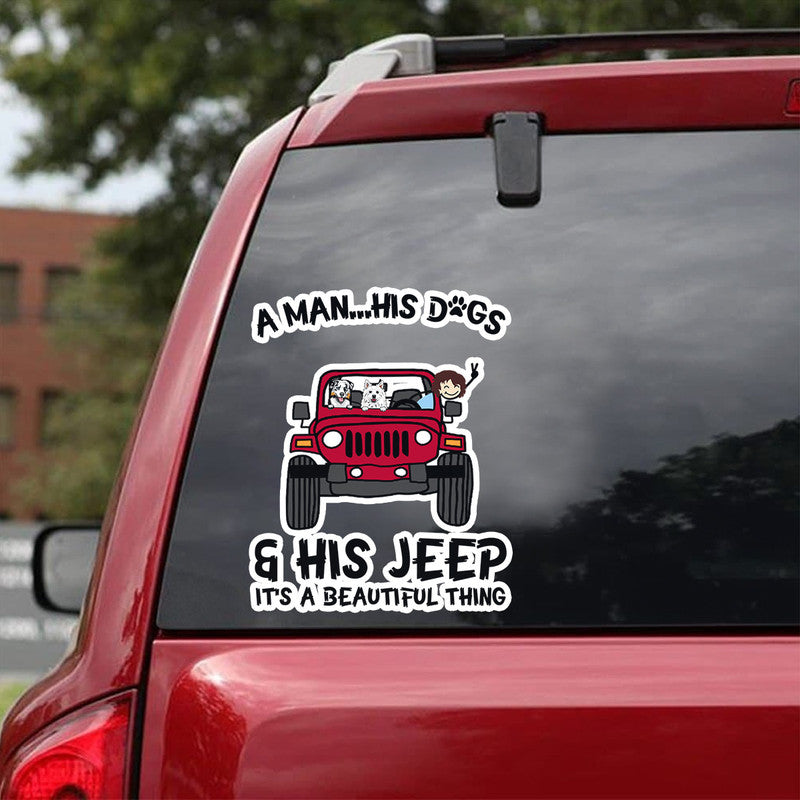 Personalized JP Decal Man Dog Its a Beautiful Thing White CTM package 13x13cm Custom - Printyourwear