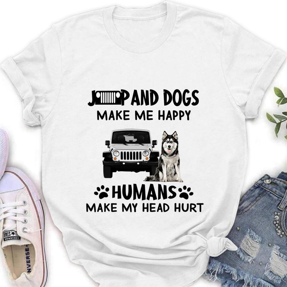 Custom Jeep T Shirt Off Road and Dogs Make Me Happy Gift Idea For Off Road, Dog Lover CTM Youth Custom - Printyourwear