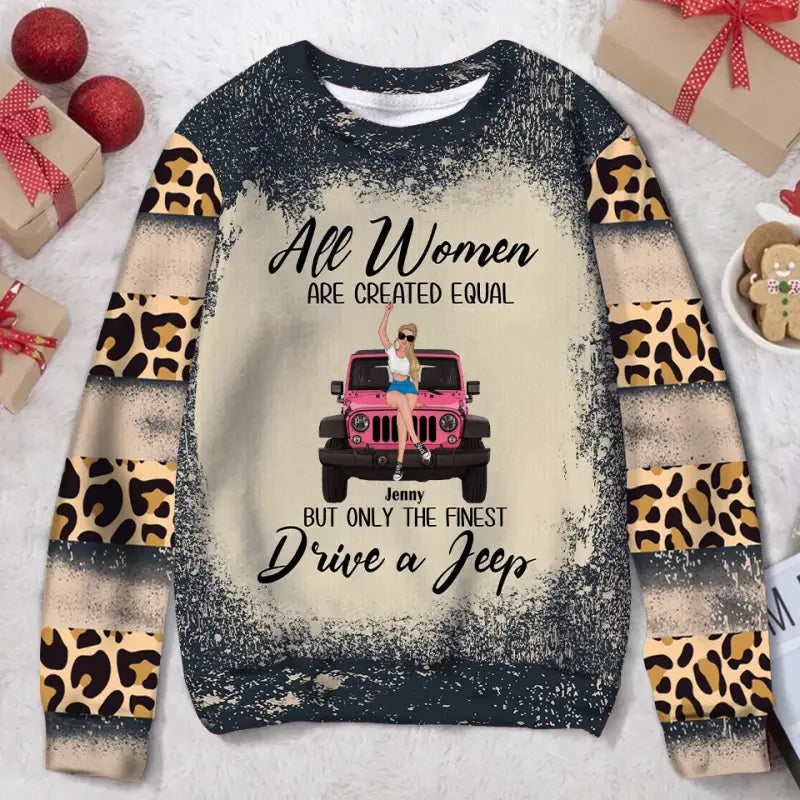 Personalized JP Ugly Christmas Sweater All Women Are Created Equal But Only The Finest Drive A JP, JP Girl CTM Kid Custom - Printyourwear