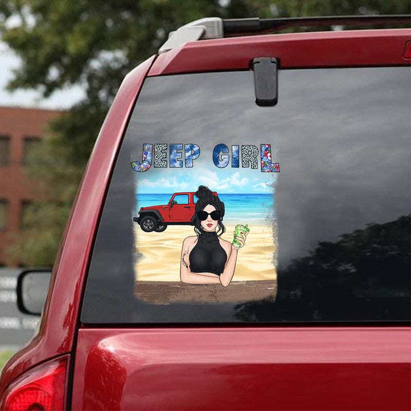 Personalized JP Girl Decal and Her Dogs Simple Style CTM package 13x13cm Custom - Printyourwear