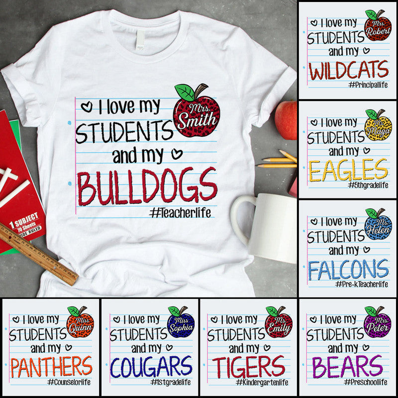 Personalized I Love My Students and My School Mascot School Spirit T Shirt For Teacher CTM Youth Custom - Printyourwear