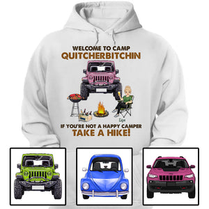 Custom Jeep Shirts, Welcome To Camp Quitcherbitchin If You're Not A Happy Camper Take A Hike Apparel CTM Custom - Printyourwear