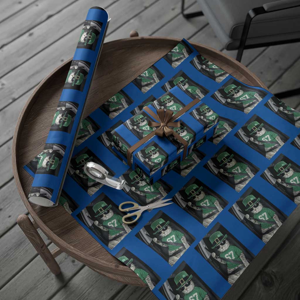 67 Cat St Patricks Day Wrapping Paper Roll Funny Cat Driver Leprechaun Meme TS14 Blue Print Your Wear