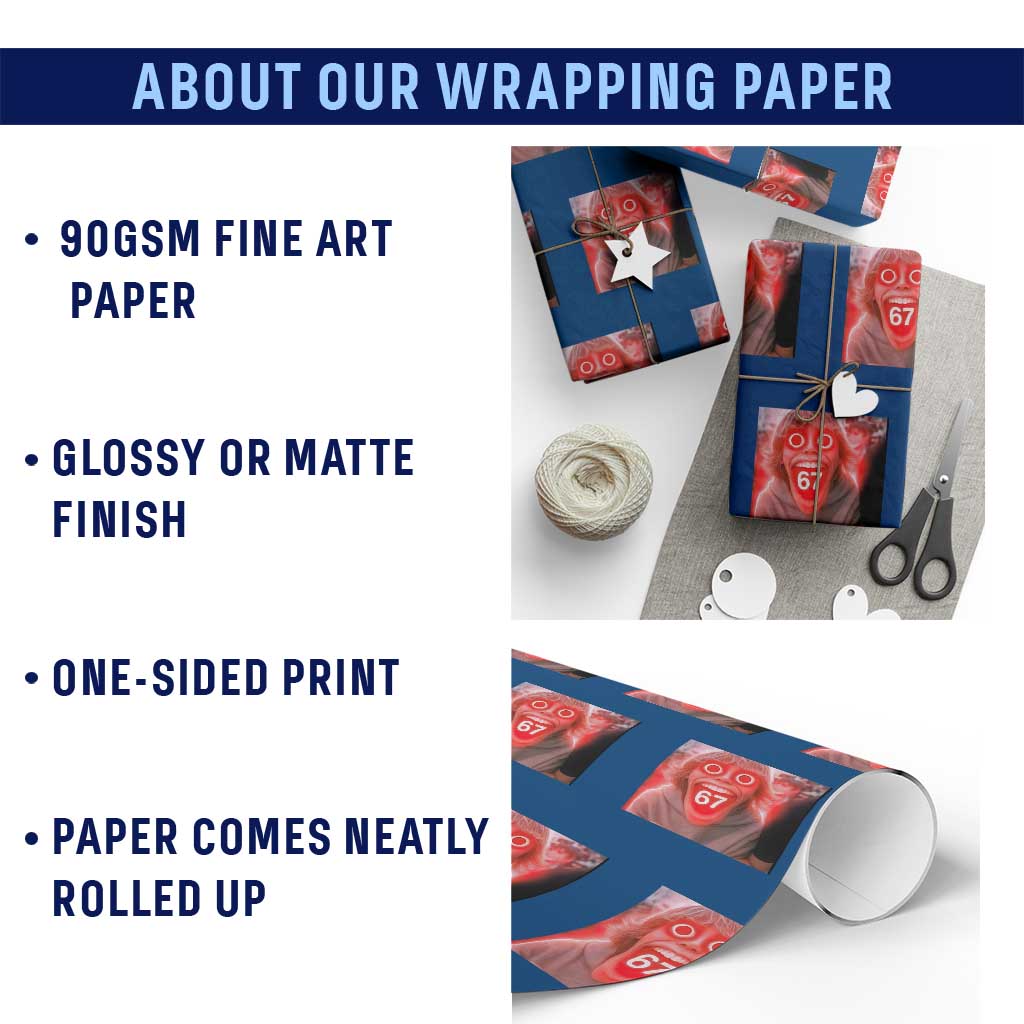 67 Mason Kid Glitchcore Graphic Wrapping Paper Roll Screaming Boy Six Seven Viral Meme Devil Edit TS02 Print Your Wear