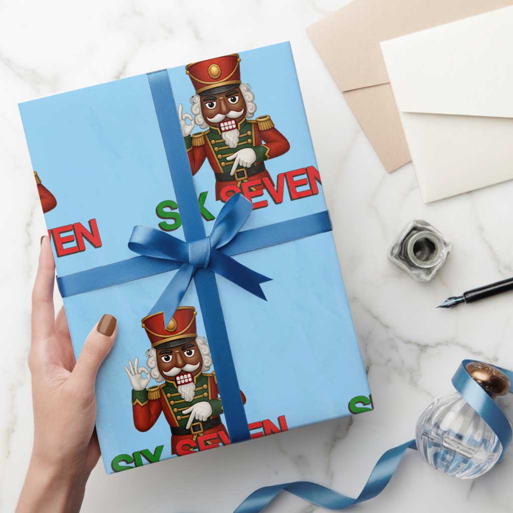 67 Six Seven Black Nutcracker Christmas Meme Wrapping Paper Roll TS14 Light Blue Print Your Wear