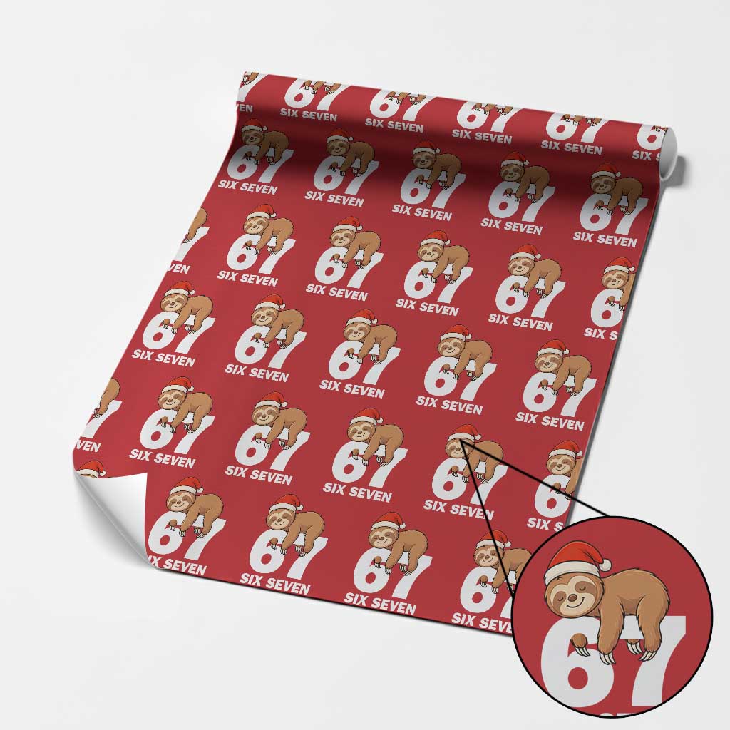 67 Six Seven Wrapping Paper Roll Funny Sloth Christmas TS14 Red Print Your Wear