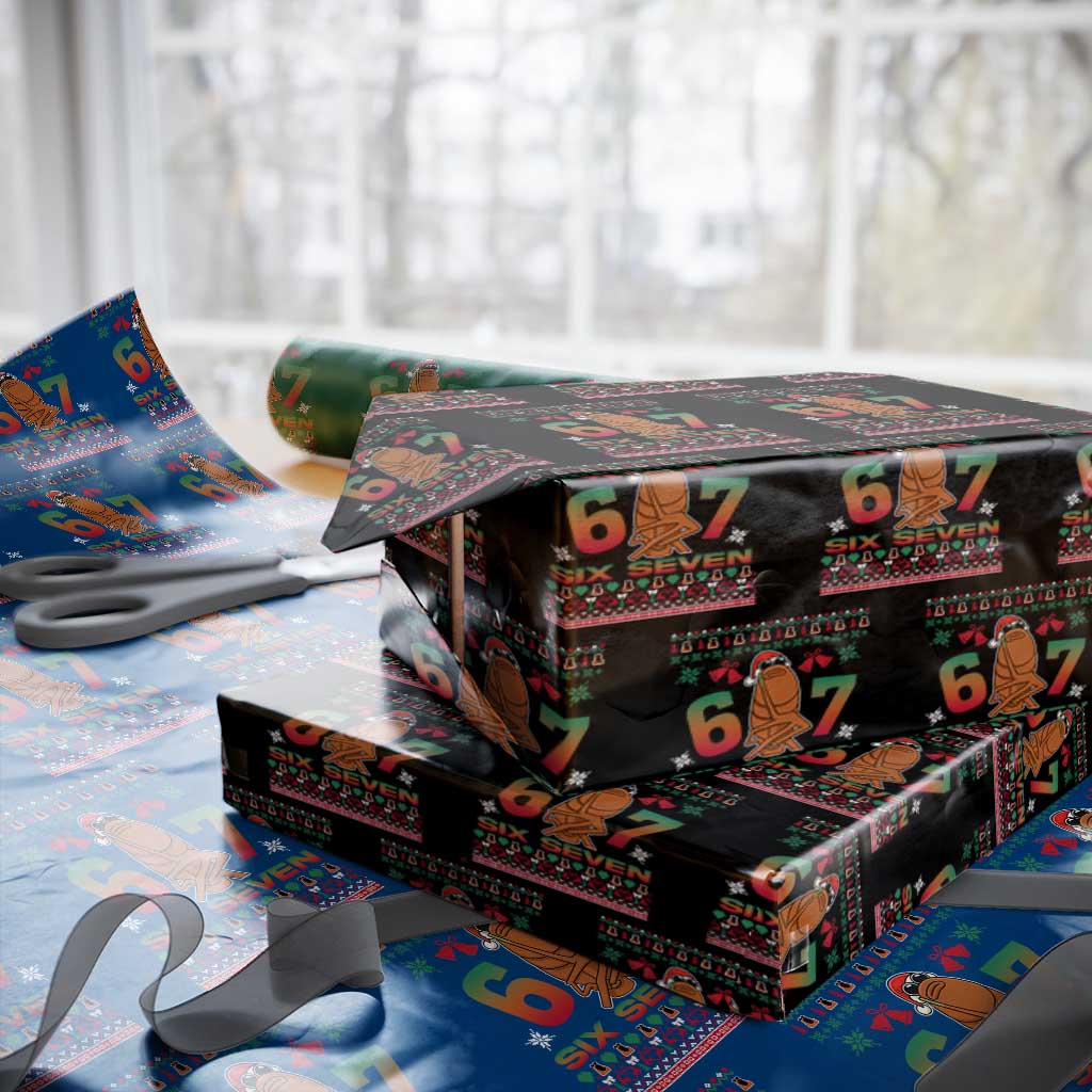 67 Six Seven Xmas Wrapping Paper Roll Marcus The Worm Robert Meme TS14 Black Print Your Wear