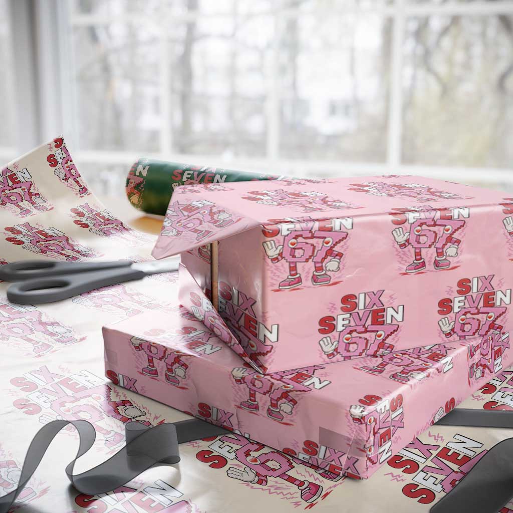 67 Valentines Wrapping Paper Roll Funny Six Seven Brainrot Meme TS14 Light Pink Print Your Wear