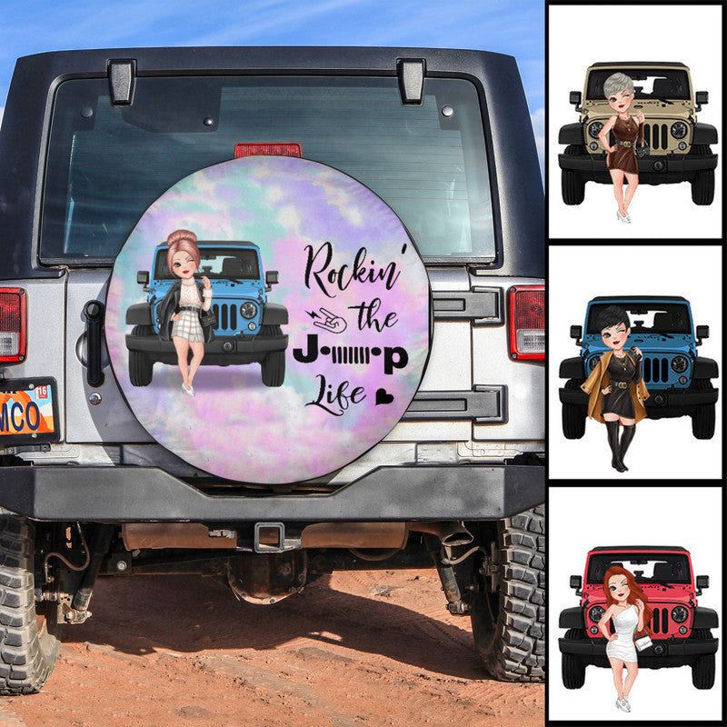 Custom JP Tire Cover With Camera Hole, Rockin The JP Life Tie Dye JP Girl Spare Tire Cover CTM Custom - Printyourwear